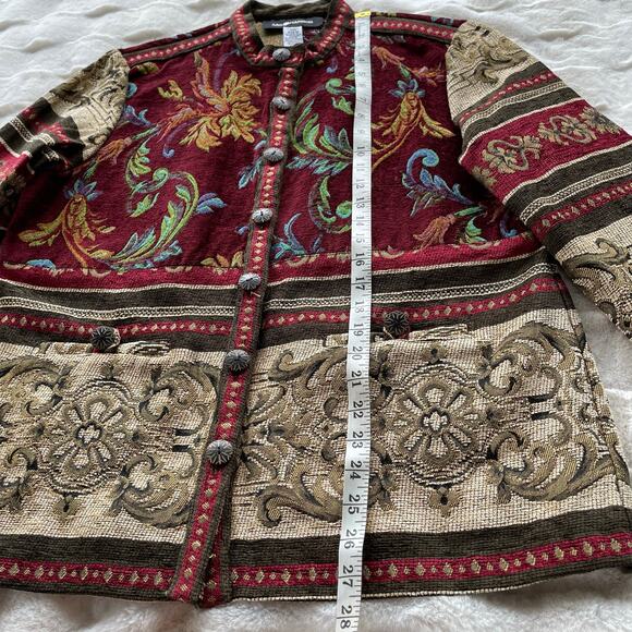 š„Vintage Sag Harbor Boho Floral Tapestry Blazer Jacket Front Button Pockets 12 - Picture 12 of 14